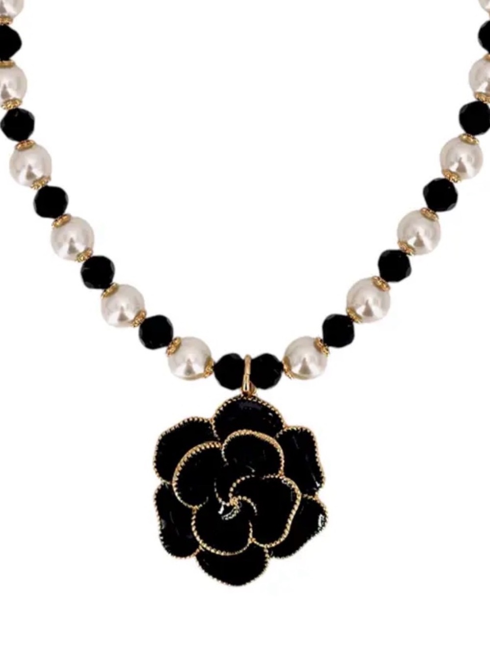 NWT ⚜️🖤⚜️ Gardenia Black & Ivory Glass Pearl Faceted Crystal Findings